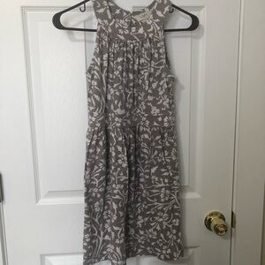 LOFT summer dress, grey botanical print